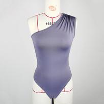 Summer Women's Clothing Sexy Slim Slant Collar One Shoulder Sleeveless Pleated Jumpsuit XL white