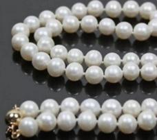 Beautiful Fashion 8-9mm Natural White Cultured Pearl /Green Jade Necklace 18