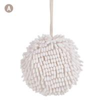 Chenille Hand Towel Soft Ball With Hanging Loop Microfiber Kitchen Bathroom 17*17cm balta
