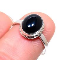 Natural Black Onex Gemstone Handmade 925 Sterling Silver Jewelry Ring S.8 M4p77