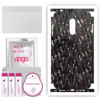 apgo Apsauginis lipdukas nugarėlei+šonams, suderinamas su Xiaomi Pocophone F1, pilnai apgaubianti plėvelė, folija, vinilas - raštas Carbon Black Pixel