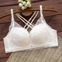 Breathable Sexy Beautiful Back Underwear Girls Gather No Underwire Bra Upper Bracket Side Retraction Adjustable Bra 38/85B abrikosas