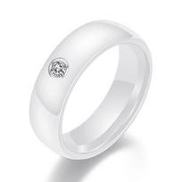Madingi vyriški moteriški juodai balti spalvingi žiedai keraminis žiedas moterims su dideliu krištoliniu vestuvinės juostos žiedu, plotis 6 mm, dydis 6-10 dovana 6 white