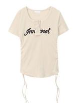 Women T-Shirts Y2k Tops Drawstring Summer Sexy Graphic Knitting Harajuku Korean Fashion Letter Short Sleeve Aesthetic Clothing S abrikosas