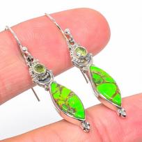 Natural Copper Turquoise,Peridot 925 Solid Sterling Silver Earring 1.75  Z4i52 pink