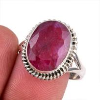 Red Ruby(Simulated) Gemstone Handmade 925 Sterling Silver Gift Ring S.9.5 i1Q04