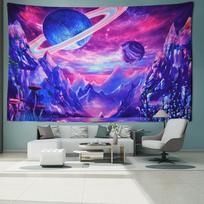 Purple Planet Cosmic Tapestry Wall Hanging Abstract Colorful Witchcraft Aesthetics Room Hippie Tapez Dormitory Decor 95x70CM