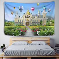 Karšto Oro Baliono Pilies Gobelenas Sienos Kabinamas Miesto Statybos Bohemiškas Lovatiesė Kelioninis Čiužinys Miegamojo Fono Dekoras 95x70CM beige