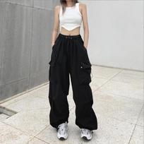 Y2K Trousers Women High Wasit Solid Casual Baggy Cargo Pants Streetwear Pantalon Plus Size XXXL juoda