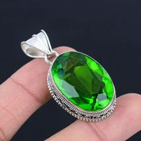 Peridoto brangakmenio pakabukas iš vientiso 925 prabos sidabro, papuošalas, dovana unisex green