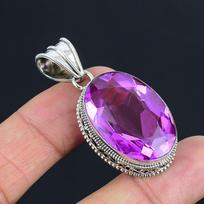 Rožinis topazas brangakmenio pakabukas, masyvus 925 prabos sidabro pakabukas, papuošalas, dovana unisex