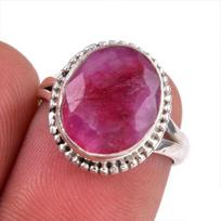 Red Ruby(Simulated) Gemstone Handmade 925 Sterling Silver Gift Ring S.5.5 r9p28