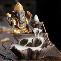 Rankdarbiai, „Lucky Ganesha“ dramblio krioklio atbulinės srovės smilkalų degiklis, namų dekoras, smilkalų lazdelių laikiklis, „Lotus“ smilkalų degiklis (Nėra smilkalų) AP17 Only Burner