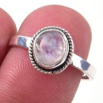 Natural Rainbow Moon Stone Gemstone Handmade 925 Sterling Silver Ring S.8 Z8z22 gray