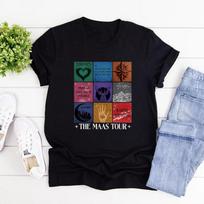 Sarah J Maas Eras T-shirt The Maas Tour T-shirt Crescent City T-shirt Moteriški grafiniai T-shirtai Stiklo sostas Prekės SJM gerbėjų dovana S juoda