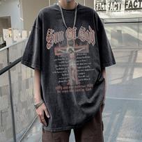 100 % medvilnės rūgštimi skalbti vintažiniai trumpomis rankovėmis marškinėliai priekyje marginti gatvės apranga HipHop Harajuku dideli marškinėliai XXL kava