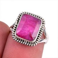 Red Ruby(Simulated) Gemstone Handmade 925 Sterling Silver Gift Ring S.5.5 z2j69
