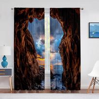 Natural Cave Tropical Ocean Tulle Curtains for Living Room Bedroom Home Decor Kitchen Window Sheer Voile Curtains Chiffon Drapes 1 PCS W100XH250cm&Rod Pocket