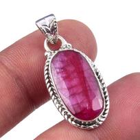 Red Ruby(Simulated) Gemstone Handmade 925 Sterling Silver Pendant 1.25  L1Q76