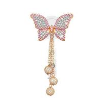 ID Badge Holder with Clip Heavy Duty Retractable Fancy Rhinestone Butterflies Badge Holder Reel D