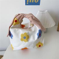 Lunch Bag Cotton Canvas Lunch Box Picnic Tote Cute Eco Small Handbag Portable Dinner Container Food Storage Bags for Women Kids brown