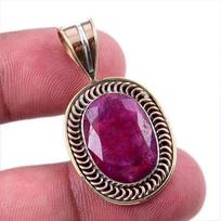 Red Ruby(Simulated) Handmade 925 Sterling Silver Two Tone Pendant 1.50  q1z98
