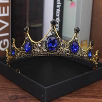 Crystal Queen King Tiaras and Crowns Bridal Diadem Women Pageant Prom Hair Ornaments Wedding Bride Headpiece Jewelry Accessories gray