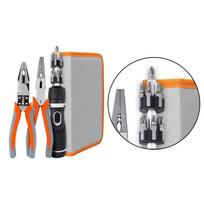 All in One Tool Kit for Electrical Work Includes Magnetic Wire Pliers Wire Stripper Crimper Screwdrivers in Tools Bag 4 gray