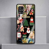 Glass Phone Case For Samsung Galaxy A52 A12 A51 A72 A32 A21s A13 A32 A31 A50 A40 A22 A72 A70 Cover Christmas Red Nose Cute Elk Samsung A73 5G