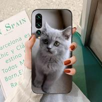 Gražus pilkas britų trumpaplaukis katės telefono dėklas Huawei P50 P40 P30 Pro Lite P Smart 2021 2019 Magic 3 minkštas juodas telefono dangtelis Huawei P50