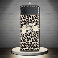 Leopard Print For Samsung Galaxy Z Flip 4 3 5G Phone Case Black Hard Cover ZFlip 4 3 Luxury Shockproof Bumper Coque Samsung Z Flip 3