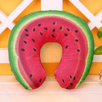 Cute Cartoon INS Style Travel Neck Pillow U-Shaped Panda Rainbow Cloud Fruit Inflatable Cushion For Kids Adults Family Friends red
