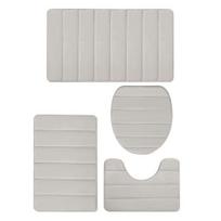 4Pcs/Set Memory Foam Bath Mat Microfiber Thick Bathroom Rugs Non-Slip Soft Toilet Mats Machine balta/pilka
