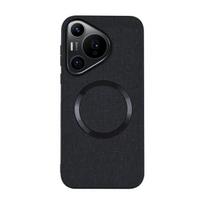 Skirtas „Huawei Pura 70 Ultra 70 Pro“ dėklui, magnetiniam TPU + asmeniniam kompiuteriui, neslystantis plonas austinis tekstilės audinio raštas, skirtas „Huawei Pura 70 Pro“ For Pura 70 Pro Plus juoda