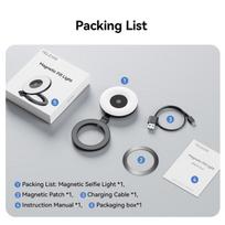 Išmaniojo telefono magnetinė užpildymo lemputė mini asmenukės šviesa 3 režimai, reguliuojamas ryškumas, skirtas iPhone XIAOMI HUAWEI SAMSUNG telefonui balta