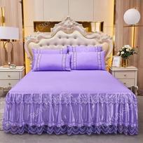 Elegantiškas nėriniuotas raukiniuotas lovos sijonas Neslystantis čiužinio užvalkalas Lovos sijonas Pataliukai Lovatiesė Couvre Lit Lovos užvalkalas Apsauga Paklodė Dekoravimas 1pc Skirt 150x200cm