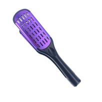 Pro Hairdressing Straightener Nylon Hair Straightening Double Brushes V Shape Comb Clamp Not Hurt Styling Tools DIY Home purple