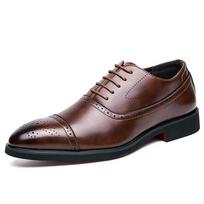 Madingi vyriški „Brogues“ batai Verslo vyriški odiniai batai Laisvalaikio „Oxfords“ batai vyrams 38 ruda