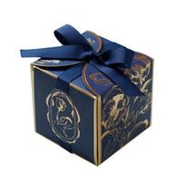 Tulips Flower Candy Box Gift Cardboard Boxes Gift Packing Box small Gift Box For Wedding Birthday Baby Shower Party Decorate 10PCS&7x7x7cm blue