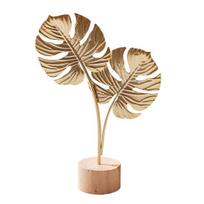 Auksinio ginkmedžio lapo dekoracija su mediniu pagrindu, metalinių plunksnų lapų, snaigės figūrėlė, statulėlė, skulptūra, namams, biurui C beige