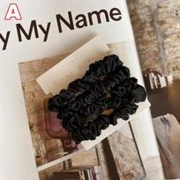 4 Pcs Silk Satin Temperament Scrunchies Hair Care Silk Skinny Hair Ties Elastic Scrunchies Set Women Girls Elastic Headband Small Intestine Hair Tie black