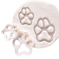 2pcs Cat Paw Print Cookie Cutter White Plastic Cartoon Kitten Footprint Pressrable Biscuit Stamps Molds DIY Cake Decorating Tools white
