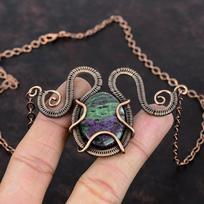 Ruby Zoisite Gemstone Necklace Copper Wire Wrapped Necklace Handmade Necklace Wire Wrap Jewelry Adjustable Necklace Copper Jewelry For Gift