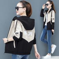 Spring and Autumn Hooded Baseball Uniform Large Size Ladies Short Jacket All-match Loose Top XS mėlyna