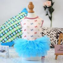 Hot Pet Summer Tutu Skirt Bow Printed Mesh Fashion Petticoat Skirt Small Dog costume Teddy Summer Two Legged Clothes Thin M
