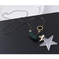 Stylish, Simple Matte Transparent Pentagram Personalized Long Necklace, Geometric Love Sweater Chain