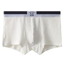 Men Underwear Elastic Wide Waistband Mid-rise Panties Patchwork Color Panda Pattern Pleated 3D U-convex Mesh Shorts Briefs 3XL šviesiai pilka spalva