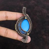 Sleeping Beauty Turquoise Pendant Copper Wire Wrapped Pendant Latest Design Pendant Handmade Copper Wire Jewelry Gemstone Pendant For Gifts