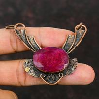 Faceted Kashmir Ruby Pendant Copper Pendant Genuine Gemstone Pendant Handmade Jewelry Latest Design Pendant Copper Jewelry Gifts For Friend