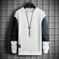 Harajuku Streetwear Pullover  Patchwork Men Casual Sweatshirt  Loose O-Neck Fashion Hip Hop Hoodies Plus Size XXXXXL balta